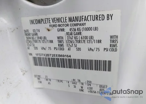 2014 Ford F-250 Xl from USA, damaged, VIN 1FD7X2BT2EEB69164